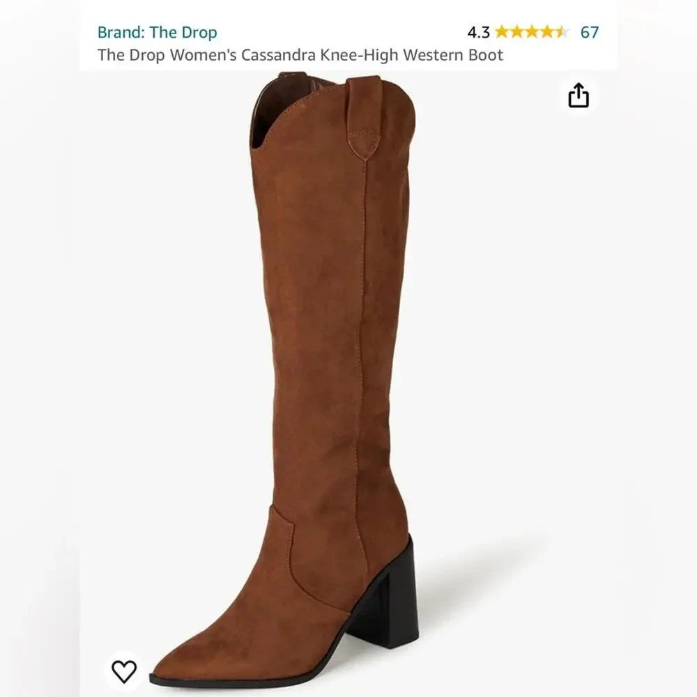 NEW The Drop Women's Cassandra‎ Knee-High Western Boot size 6.5 Brown